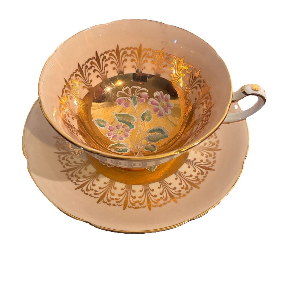 Vintage Royal Grafton Fine Bone China Cup And Saucer England. Gold Trim Design.